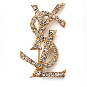 ✨💗 AUTHENTIC SAINT LAURENT YSL RHINESTONE EMBELLISHED BROOCH 💖✨